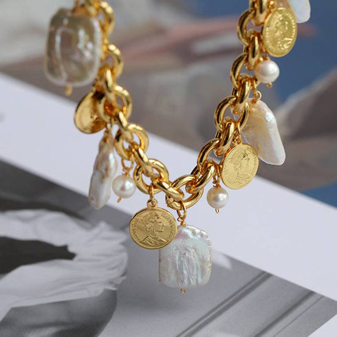 Wild Coin Square Baroque Pearl Necklace and Bracelet (Purchase Individually) - Zafari Studio Jewelry